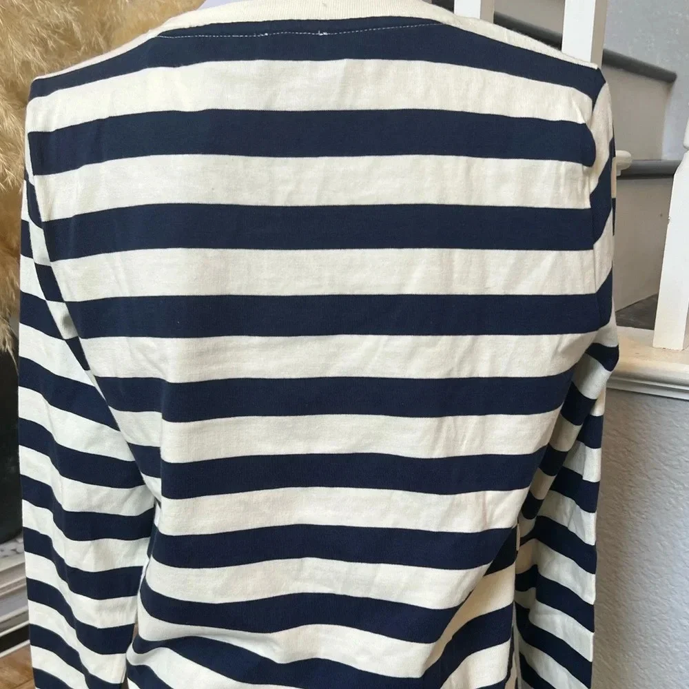 J.Crew Rugby Side Button Long Sleeve Stripe Shirt Top Size Small